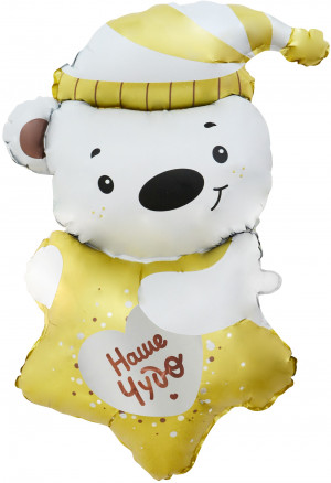 Логотип «Шар (40''/102 см) Фигура, Мишка со звездочкой, Наше Чудо, Сатин, 1 шт. в уп.»