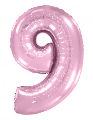 Логотип «Шар (40''/102 см) Цифра, 9, Розовый, Макарунс, 1 шт. в уп.»