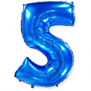 Логотип «Шар (40''/102 см) Цифра, 5, Синий, 1 шт. в уп.»