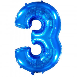 Логотип «Шар (40''/102 см) Цифра, 3, Синий, 1 шт. в уп.»