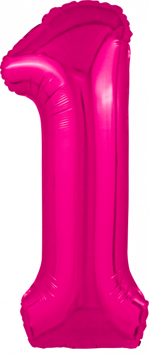 Логотип «Шар (40''/102 см) Цифра, 1 Slim, Фуксия, 1 шт. в уп.»