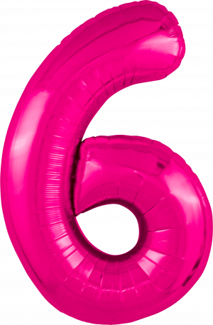 Логотип «Шар (40''/102 см) Цифра, 6 Slim, Фуксия, 1 шт. в уп.»