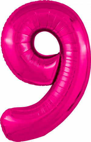 Логотип «Шар (40''/102 см) Цифра, 9 Slim, Фуксия, 1 шт. в уп.»