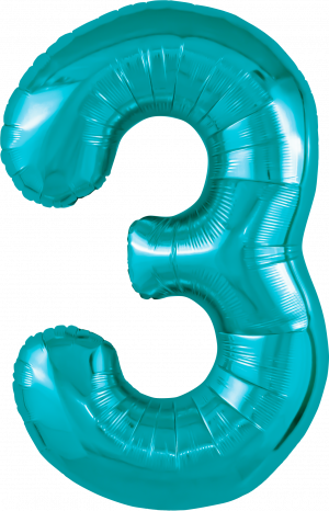Логотип «Шар (40''/102 см) Цифра, 3 Slim, Океан, 1 шт. в уп.»