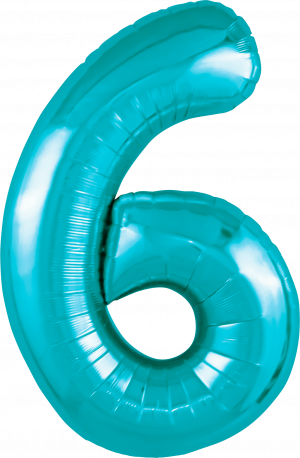Логотип «Шар (40''/102 см) Цифра, 6 Slim, Океан, 1 шт. в уп.»