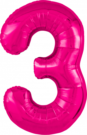 Логотип «Шар (40''/102 см) Цифра, 3 Slim, Фуксия, 1 шт. в уп.»