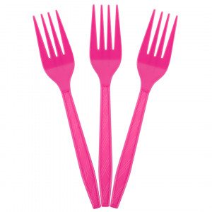 Логотип «Вилки, Ярко-розовый, 15 см, 10 шт. в упак.»
