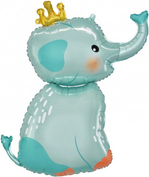 Логотип «Шар с клапаном (17''/43 см) Мини-фигура, Слоненок в короне, 1 шт.»