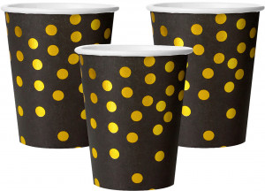 Логотип «Стаканы (250 мл) Конфетти, Черный/Золото, Металлик, 6 шт.»