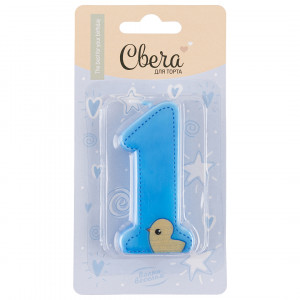 Логотип «Свеча Цифра, 1 Утенок, Голубой, 7,5 см, 1 шт. с держат.»