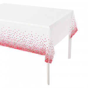 Логотип «Скатерть одноразовая, Конфетти, Белый/Красный, 137*274 см, 1 шт.»