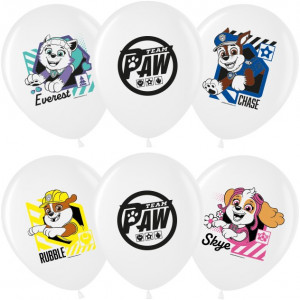Логотип «Шар (12''/30 см) Щенячий Патруль, Белый, пастель, 2 ст, 25 шт.»