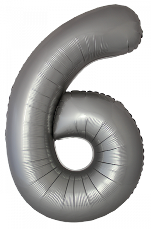 Логотип «Шар (40''/102 см) Цифра, 6 Slim, Лунное Серебро, Матовый, 1 шт. в уп.»
