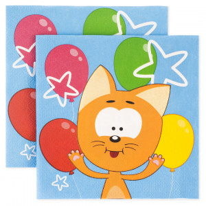 Логотип «Сервировочные салфетки, Котенок Котэ, С Днем Рождения!, 33*33 см, 20 шт.»