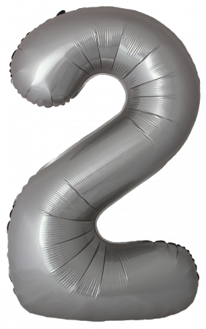 Логотип «Шар (40''/102 см) Цифра, 2 Slim, Лунное Серебро, Матовый, 1 шт. в уп.»