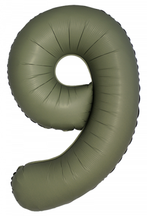 Логотип «Шар (40''/102 см) Цифра, 9 Slim, Оливковый, Матовый, 1 шт. в уп.»