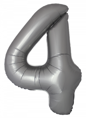 Логотип «Шар (40''/102 см) Цифра, 4 Slim, Лунное Серебро, Матовый, 1 шт. в уп.»