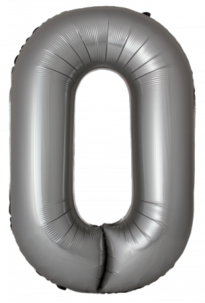 Логотип «Шар (40''/102 см) Цифра, 0 Slim, Лунное Серебро, Матовый, 1 шт. в уп.»