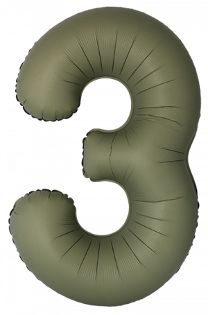 Логотип «Шар (40''/102 см) Цифра, 3 Slim, Оливковый, Матовый, 1 шт. в уп.»