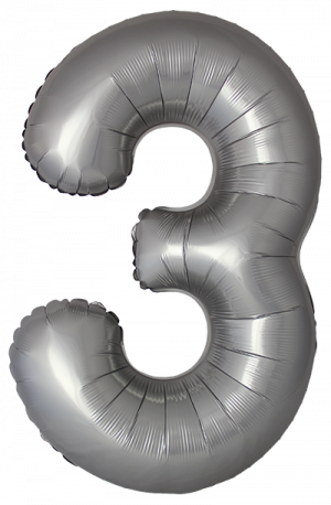 Логотип «Шар (40''/102 см) Цифра, 3 Slim, Лунное Серебро, Матовый, 1 шт. в уп.»