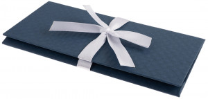 Логотип «Конверт-коробка для денег, Атласная лента, Тиснение Ромб, Синий, 8,3*17,2 см, 1 шт.»