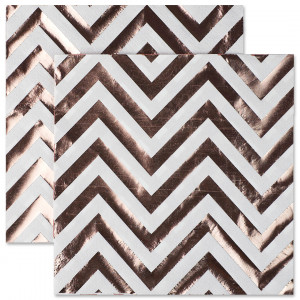 Логотип «Сервировочные салфетки, Зигзаги, Белый/Розовое золото, Металлик, 33*33 см, 12 шт.»