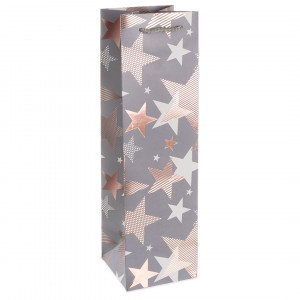 Логотип «Пакет подарочный для вина, 210гр, Мириады звезд, Серый, Металлик, 38*11*11 см, 1 шт.»