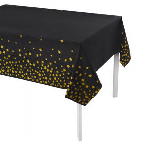 Логотип «Скатерть одноразовая, Звезды, Черный/Золото, 137*274 см, 1 шт.»