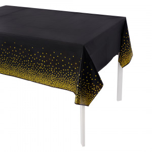 Логотип «Скатерть одноразовая, Конфетти, Черный/Золото, 137*274 см, 1 шт.»