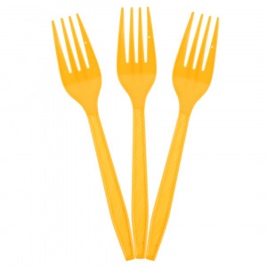 Логотип «Вилки, Желтый, 15 см, 10 шт. в упак.»