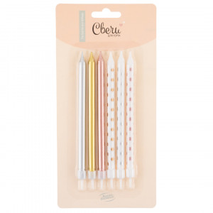 Логотип «Свечи Стильный микс, Ассорти, Металлик, 0,7*11 + 1 см, 6 шт. с держат.»