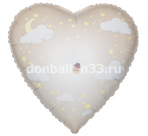 Логотип «Шар (30''/76 см) Сердце, На выписку, Бежевый, 1 шт. в уп.»