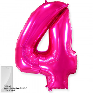Логотип «Шар (40''/102 см) Цифра, 4, Фуше, 1 шт. в уп.»