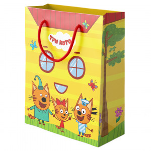 Логотип «Пакет подарочный, 210гр, Три Кота, Играем вместе, 32*26*12 см, 1 шт.»