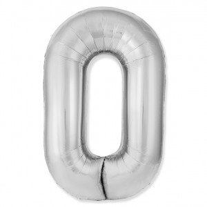 Логотип «Шар (40''/102 см) Цифра, 0 Slim, Серебро, 1 шт. в уп.»