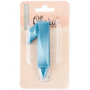 Логотип «Свеча Цифра, 1 Грани, Синяя бирюза, 7 см, 1 шт. с держат.»