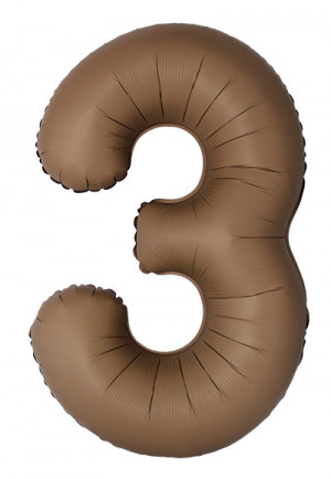 Логотип «Шар (40''/102 см) Цифра, 3 Slim, Шоколад, Матовый, 1 шт. в уп.»