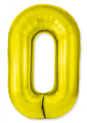Логотип «Шар (40''/102 см) Цифра, 0 Slim, Золото, 1 шт. в уп.»
