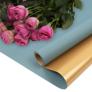 Логотип «Упаковочная пленка 65мкр (0,57*10 м) Двухцветная, Тиффани/Золото, Матовый, 1 шт.»