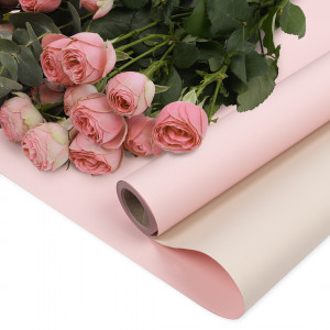 Логотип «Упаковочная пленка 65мкр (0,57*10 м) Двухцветная, Кремовый/Светло-розовый, Матовый, 1 шт.»