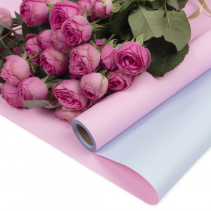 Логотип «Упаковочная пленка 65мкр (0,57*10 м) Двухцветная, Розовый/Голубой, Матовый, 1 шт.»