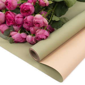 Логотип «Упаковочная пленка 65мкр (0,57*10 м) Двухцветная, Светло-зеленый/Бежевый, Матовый, 1 шт.»