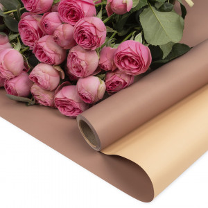 Логотип «Упаковочная пленка 65мкр (0,57*10 м) Двухцветная, Бежевый/Чайная роза, Матовый, 1 шт.»